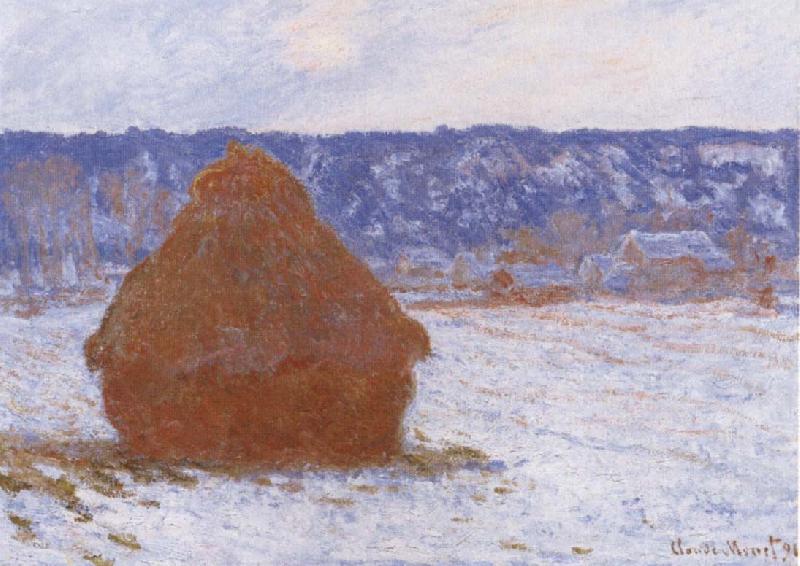 Claude Monet Haystack in the Snow,Overcast Weather Germany oil painting art